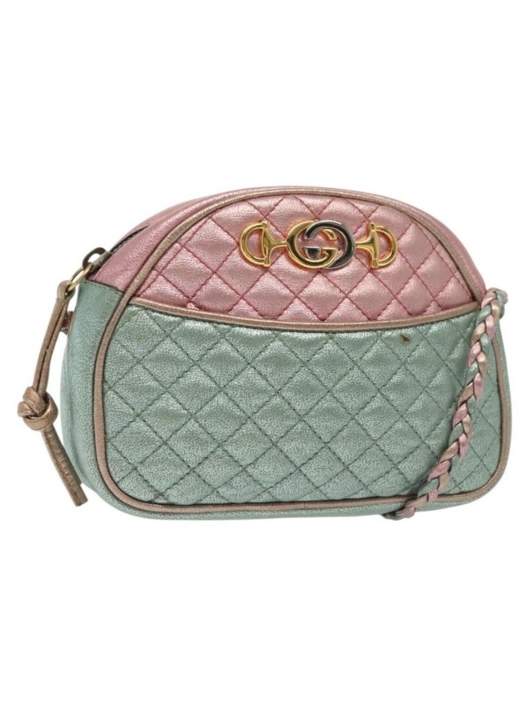 Authentic Gucci Zumi Shoulder Bag Leather Multicolor Gold